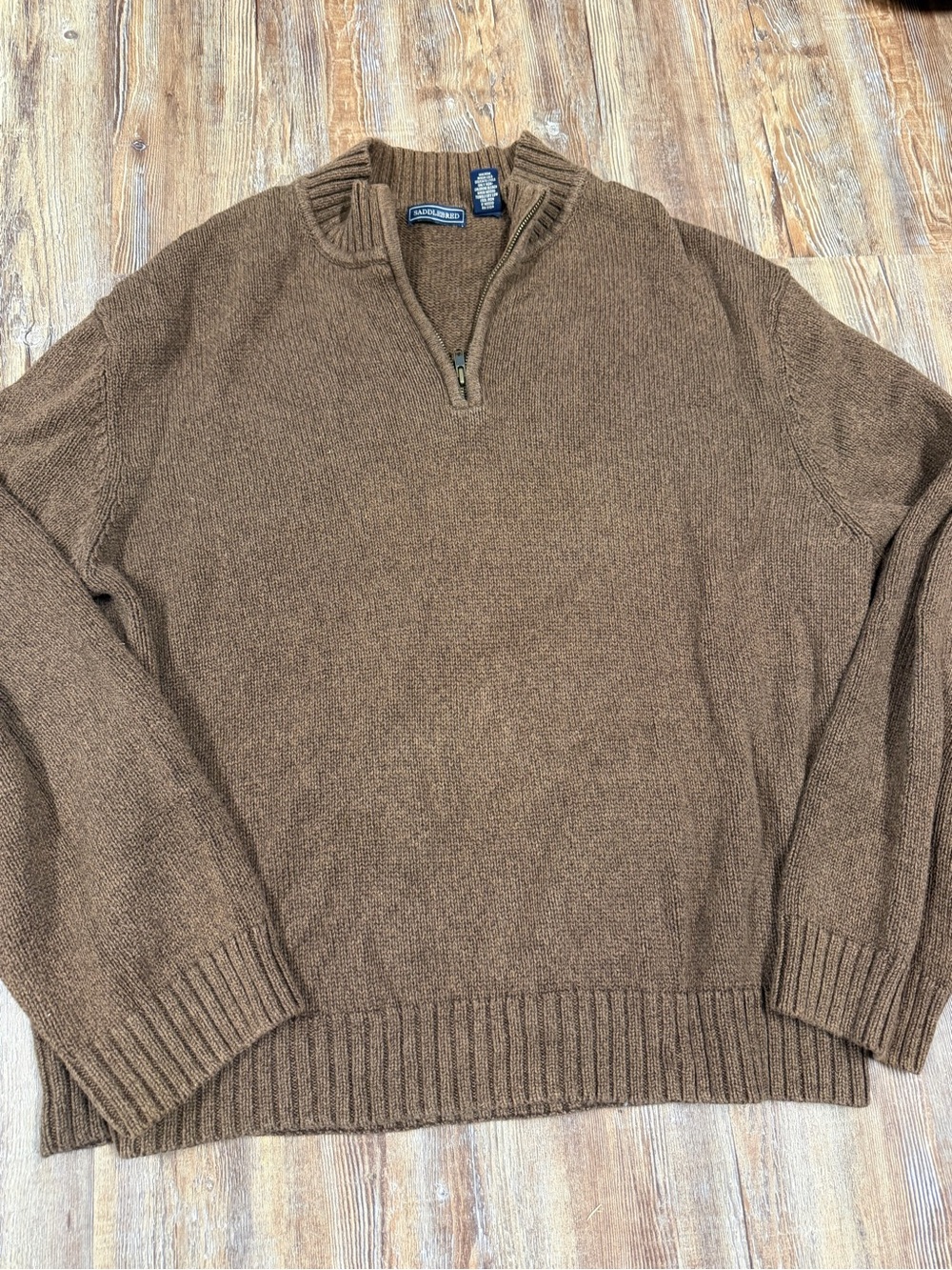 Saddlebred Brown Cotton preppy Quarter Zip Sweater
Size XXL